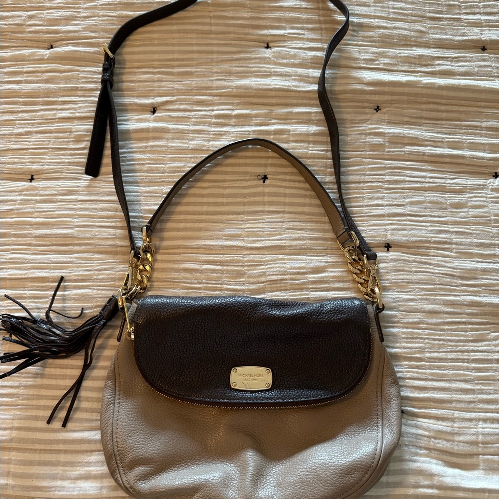 Michael Kors Black and Tan Crossbody Bag